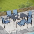 thumbnail image 1 of Sophia & William 7-Piece Patio Dining Set Outdoor 67" Metal Dining Table Set with 6 Blue Textilene Chairs, 1 of 10