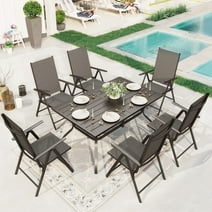 Sophia&William 7 Pieces Aluminum Alloy Patio Dining Set Table and Chairs Set for 6 - Black