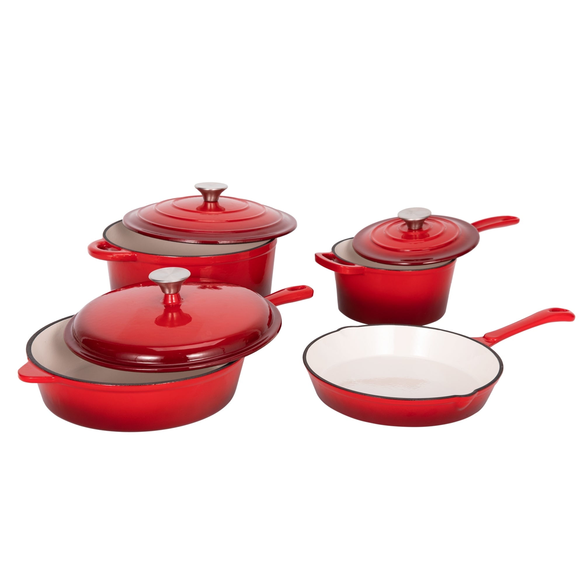Walmart Deal of Sophia & William 7 Pieces Enameled Cast Iron Nonstick Cookware Set, Red