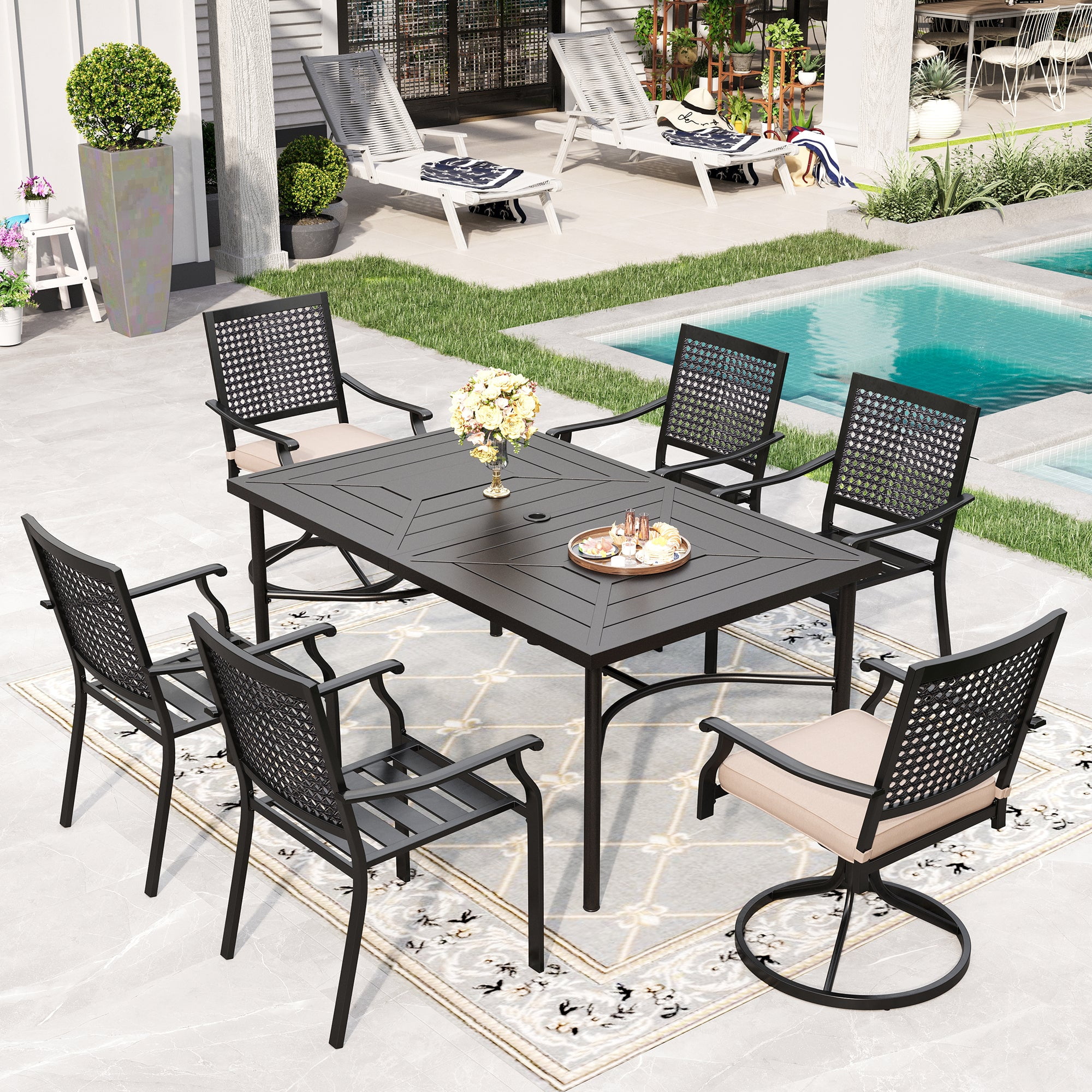 Umbrella Wayfair Outdoor Patio Dining Sets Sophia William Pieces
