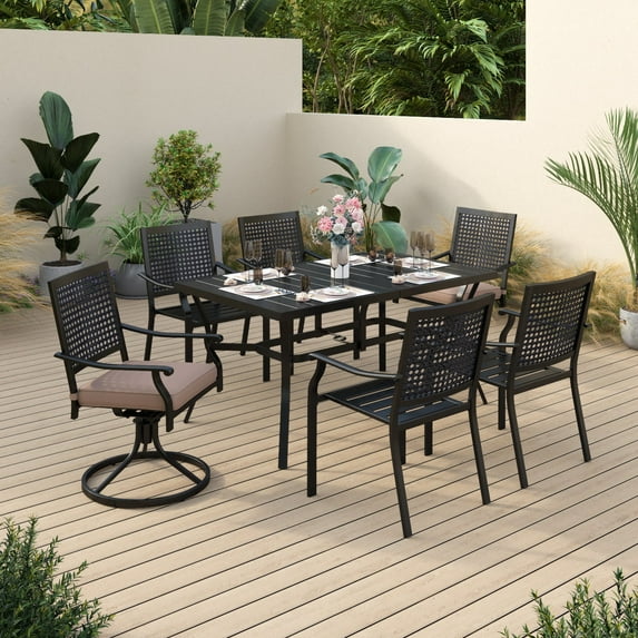 Sophia & William 7 Pieces Metal Patio Dining Set Outdoor Table and Chairs Furniture Set