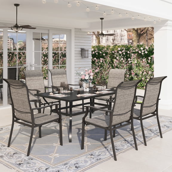 Sophia & William 7 Pieces Metal Outdoor Patio Dining Set for 6 Patio Textilene Chairs and Table Furniture Set
