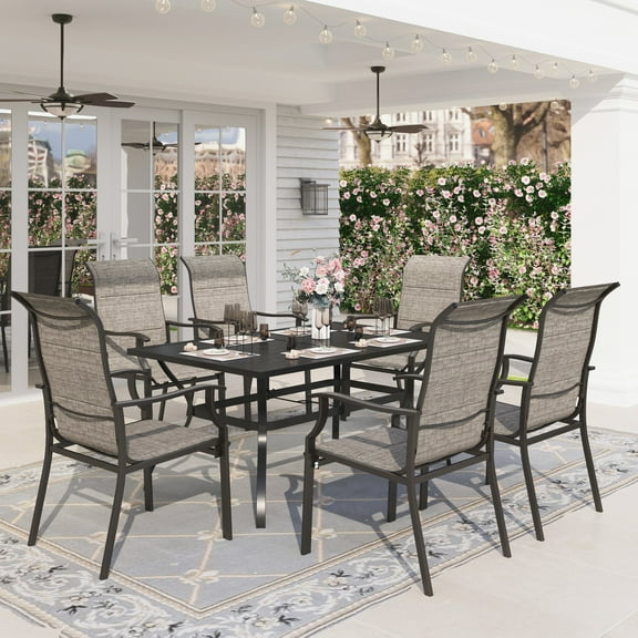 Sophia & William 7 Pieces Metal Patio Dining Set for 6 Outdoor Textilene Chairs Table Set