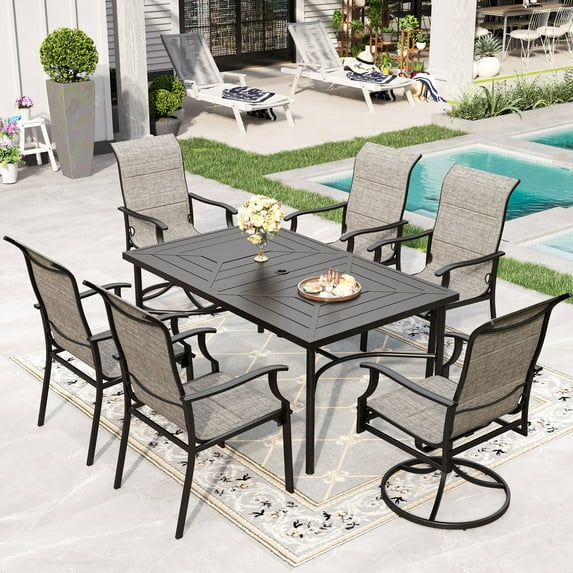 Sophia & William 7 Pieces Outdoor Patio Dining Set Textilene Chairs and Metal Table