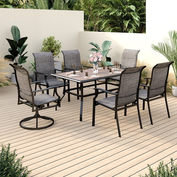 Sophia & William 7 Pieces Outdoor Patio Dining Set Textilene Chairs and Metal Table