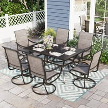 Sophia & William 7 Pieces Patio Dining Set Outdoor Textilene Swivel Padded Chairs and Table Furniture Set