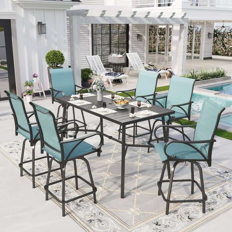 Sophia William Piece Patio Bar Set, Metal Swivel Chairs and