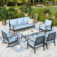 thumbnail image 1 of Sophia & William 7 Seat Patio Conversation Set,Outdoor Metal Furniture Set with Rocking Chairs & Fixed Chairs & Coffee Table, Blue, 1 of 11