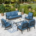 thumbnail image 1 of Sophia & William 7 Seat Patio Conversation Set,Outdoor Metal Furniture Set with Rocking Chairs & Fixed Chairs & Coffee Table, Pacific Blue, 1 of 11