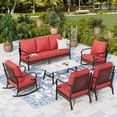 thumbnail image 1 of Sophia & William 7 Seat Patio Conversation Set,Outdoor Metal Furniture Set with Rocking Chairs & Fixed Chairs & Coffee Table, Red, 1 of 11