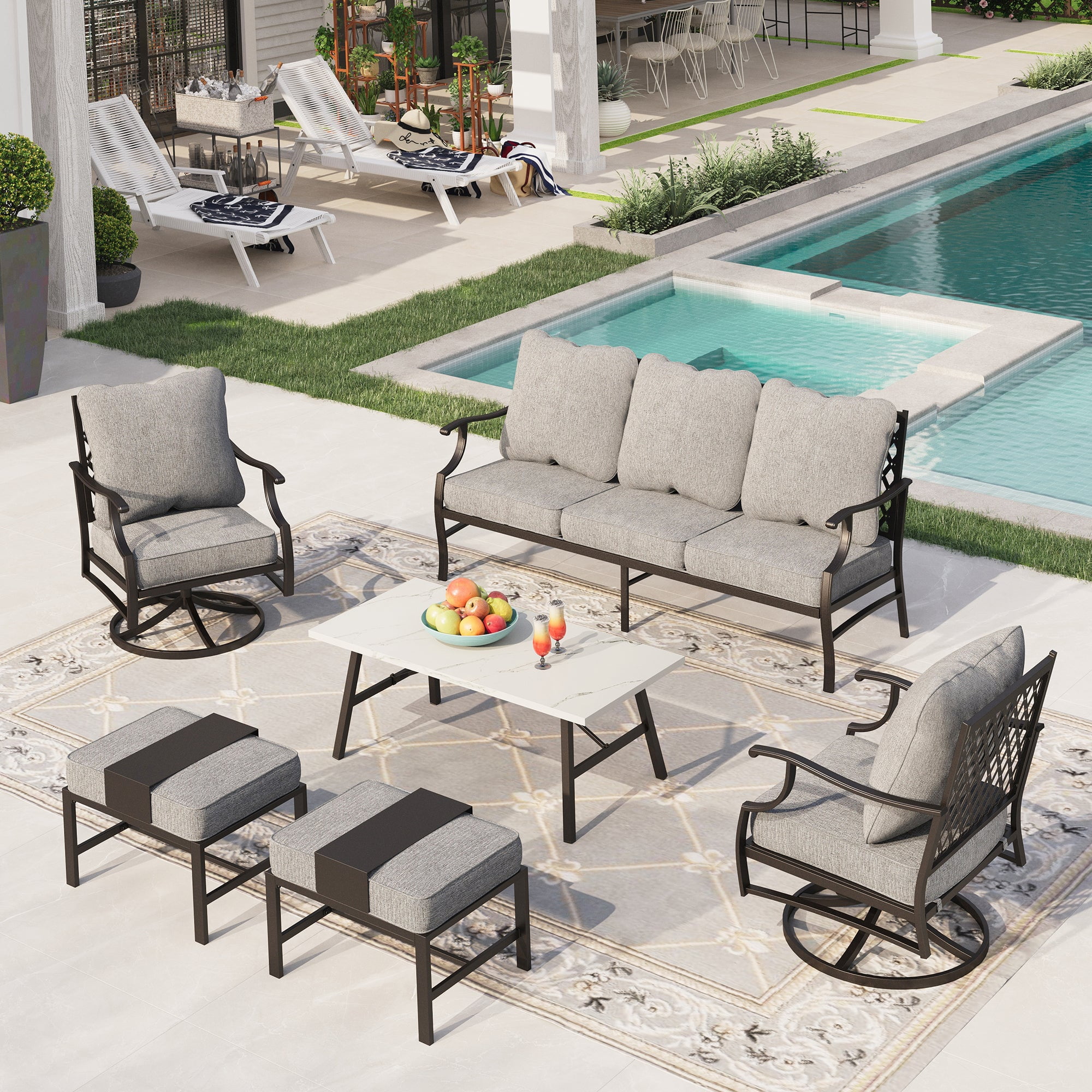 Sophia&William 7 Seat Patio Conversation Set Outdoor Sofa Furniture Set ...