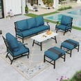 thumbnail image 1 of Sophia&William 7 Seat Patio Conversation Set Outdoor Sofa Furniture Set with Marble Table & Ottomans, Pacific Blue, 1 of 8