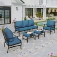 thumbnail image 1 of Sophia&William 5Pcs Outdoor Patio Furniture Set Metal Conversation Set with Chairs and 5.75" Thickened Cushions and Ottomans, Pacific Blue, 1 of 6