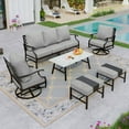 thumbnail image 1 of Sophia&William 7 Seat Metal Patio Furniture Set Outdoor Conversation Set with Coffee Table & Ottomans & Swivel Chairs & 5.75" Extra Thick Cushion for Deck, Lawn, Backyard, Gray, 1 of 11