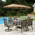 thumbnail image 1 of Sophia & William 7Pcs Outdoor Patio Dining Set with 13Ft Beige Umbrella 4 x 22.6" Highback Textilene Chairs and 2 x Swivel Chairs and Wood-like Table Furniture Set for 6, 1 of 14
