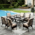 thumbnail image 1 of Sophia & William 7Pcs Outdoor Patio Dining Set Metal Cushioned Chairs and Table Furniture Set for 6,Beige, 1 of 7