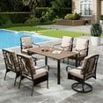 thumbnail image 1 of Sophia & William 7Pcs Outdoor Patio Dining Set Metal Swivel Chairs and Wood-grain Table Furniture Set with Cushions for 6,Beige, 1 of 8