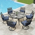 thumbnail image 1 of Sophia&William 7Pcs Outdoor Patio Dining Set for 6 Metal Swivel Chairs and 54" Round Table Set with 3" Blue Cushion Furniture Set for 6-Person, 1 of 8