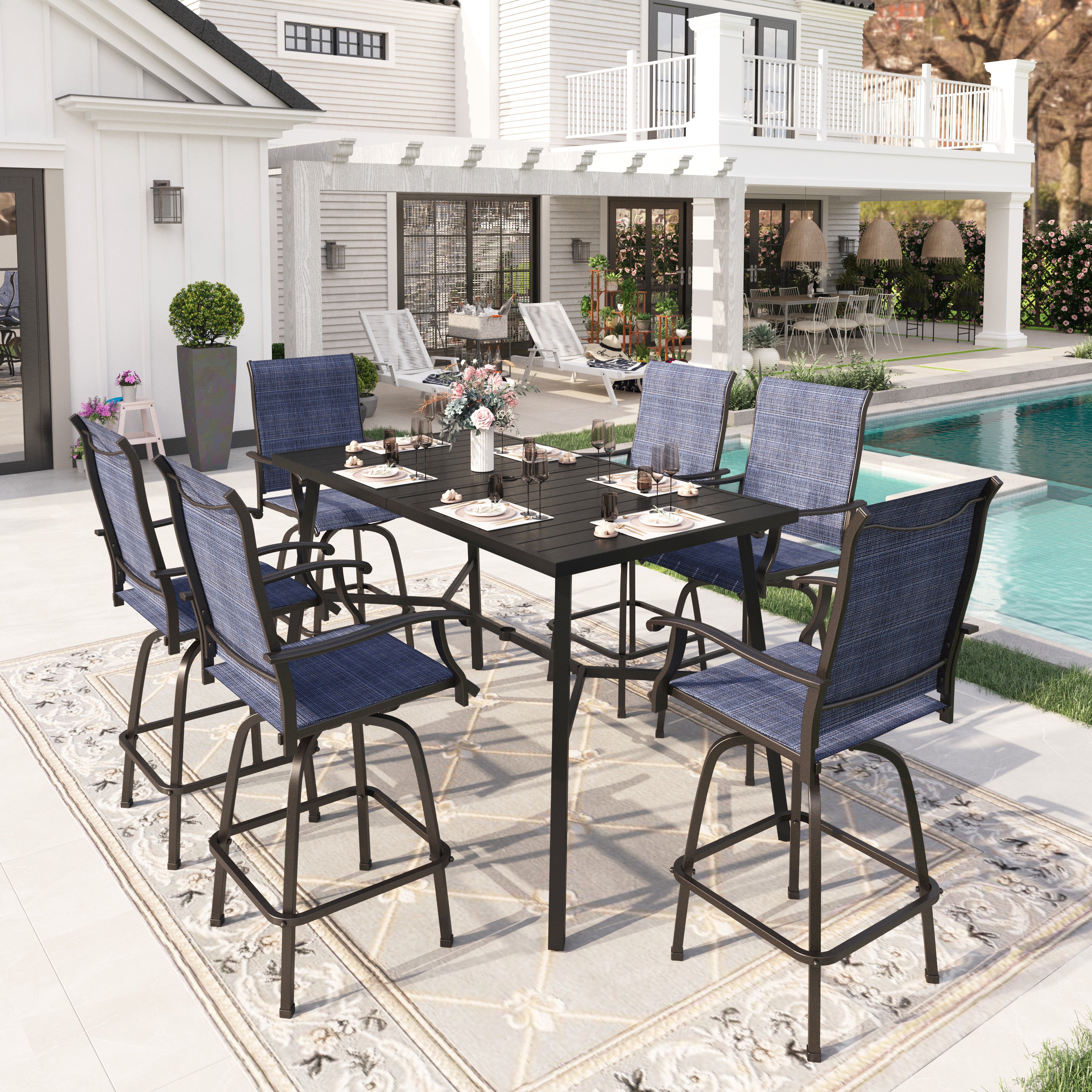 Outdoor High Top Table and Chair, Patio Furniture High Top Table Set