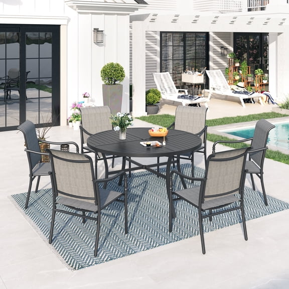 Sophia & William 7Pcs Patio Dining Set Outdoor Round Table & Textilene Chairs Furniture Set