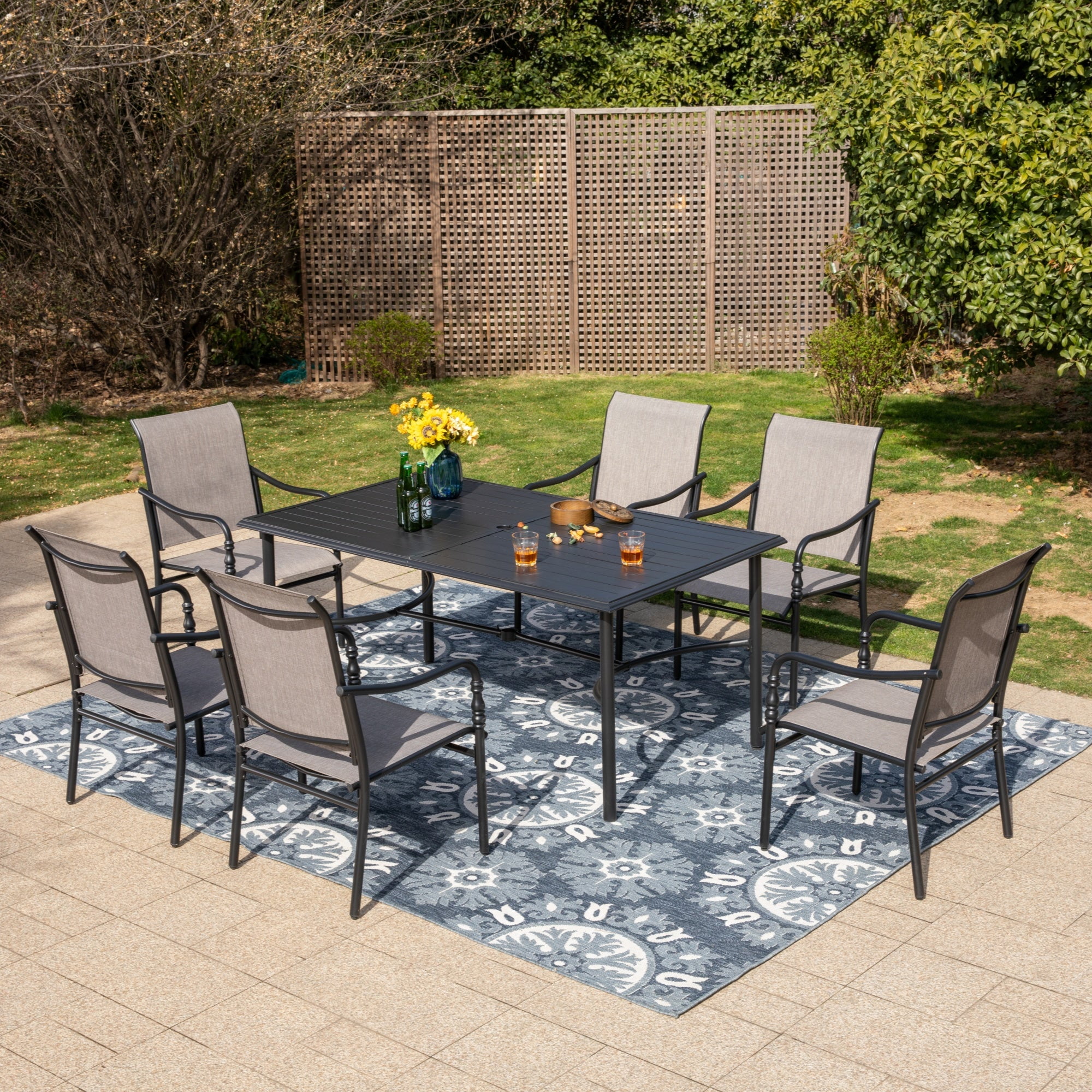 Sophia & William 7Pcs Patio Dining Set Outdoor Table & Textilene Chairs Furniture Set