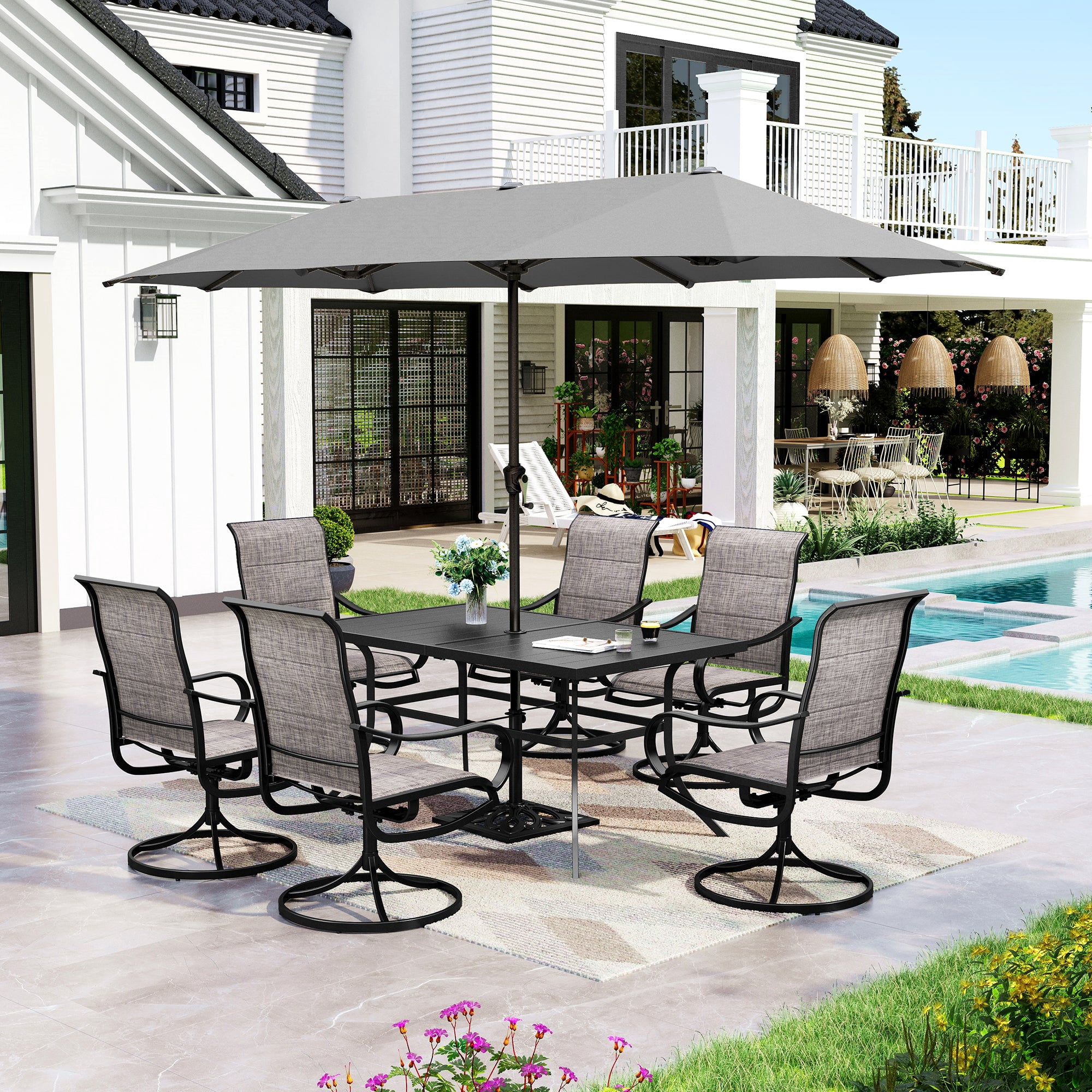 Sophia & William 8-Piece Outdoor Patio Dining Set with 13ft Gray ...