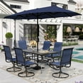 thumbnail image 1 of Sophia & William 8-Piece Outdoor Patio Dining Set with 13ft Navy Umbrella, Rectangle Table & Blue Padded Textilene Chairs Furniture Set, 1 of 11
