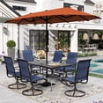 thumbnail image 1 of Sophia & William 8-Piece Outdoor Patio Dining Set with 13ft Orange Red Umbrella, Rectangle Table & Padded Textilene Chairs Furniture Set, 1 of 11