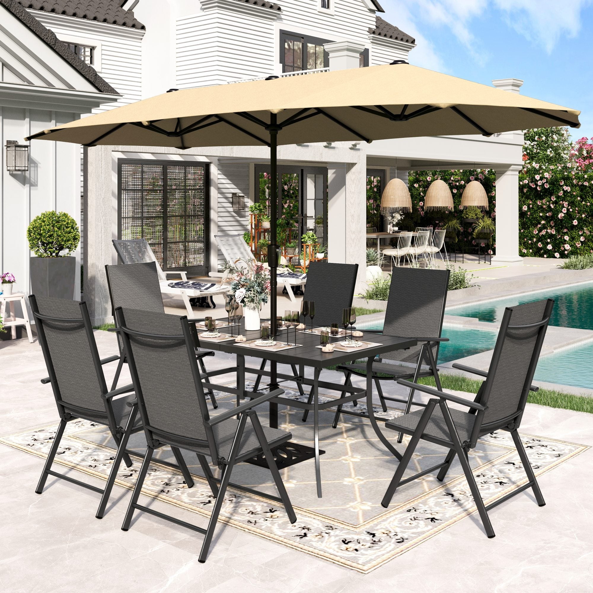 cantilever patio umbrella with wheels Giantex Base Wheels, 243 lbs Water Filled Umbrella Stand for Offset Umbrella, 33.5 inch Heavy Duty Square Offset Umbrella Holder for Deck Garden Poolside : Patio Handle Material 040125event Avengers Chibi complete set Color:Light Blue Sunset