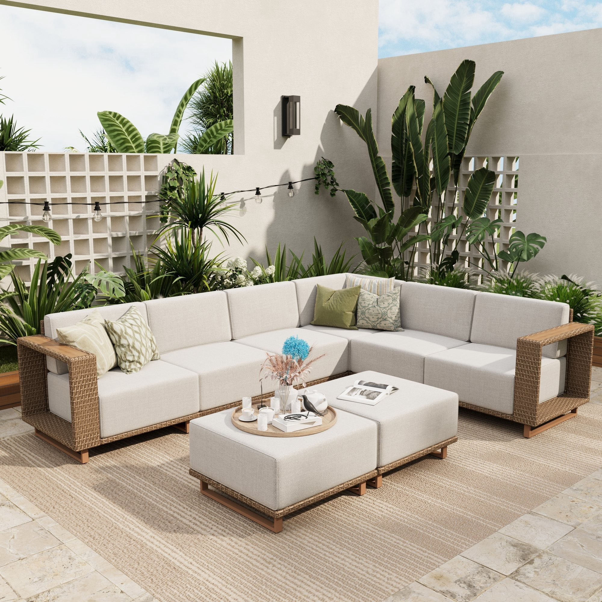 SOPHIA ALIVE アクスタ３体セット Sophia & William 8 Pieces L-shaped Wicker Patio Furniture Set 8