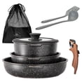 thumbnail image 1 of Sophia & William 8 Pieces Nonstick Granite Cookware Sets Stackable Pots and Pans Set with Detachable Handle,Black, 1 of 6