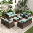 thumbnail image 1 of Sophia & William 8 Pieces Wicker Patio Furniture Set 9-Seat Outdoor Conversation Set, Blue, 1 of 6