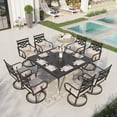 thumbnail image 1 of Sophia & William 9 Piece Outdoor Metal Patio Dining Set 57.5" Square Table and Swivel Chairs Furniture Set for 8, Beige, 1 of 10