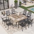 thumbnail image 1 of Sophia & William 9 Piece Outdoor Metal Patio Dining Set 57.5" Wooden-like Square Table and Stackable Chairs Furniture Set for 8, Brown, 1 of 7