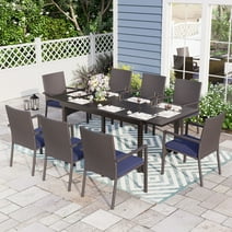 Sophia&William 9-Piece Outdoor Patio Dining Set Wicker Rattan Chairs and Steel Table