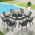 thumbnail image 1 of Sophia & William 9 Piece Outdoor Patio Dining Sets Metal 67" Round Table and Stackable Stackable Chairs Set for 8, 1 of 11