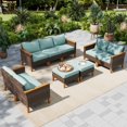 thumbnail image 1 of Sophia & William 9 Piece Outdoor Wicker Patio Conversation Sofa Set Outdoor Sectionals, Turquoise, 1 of 7