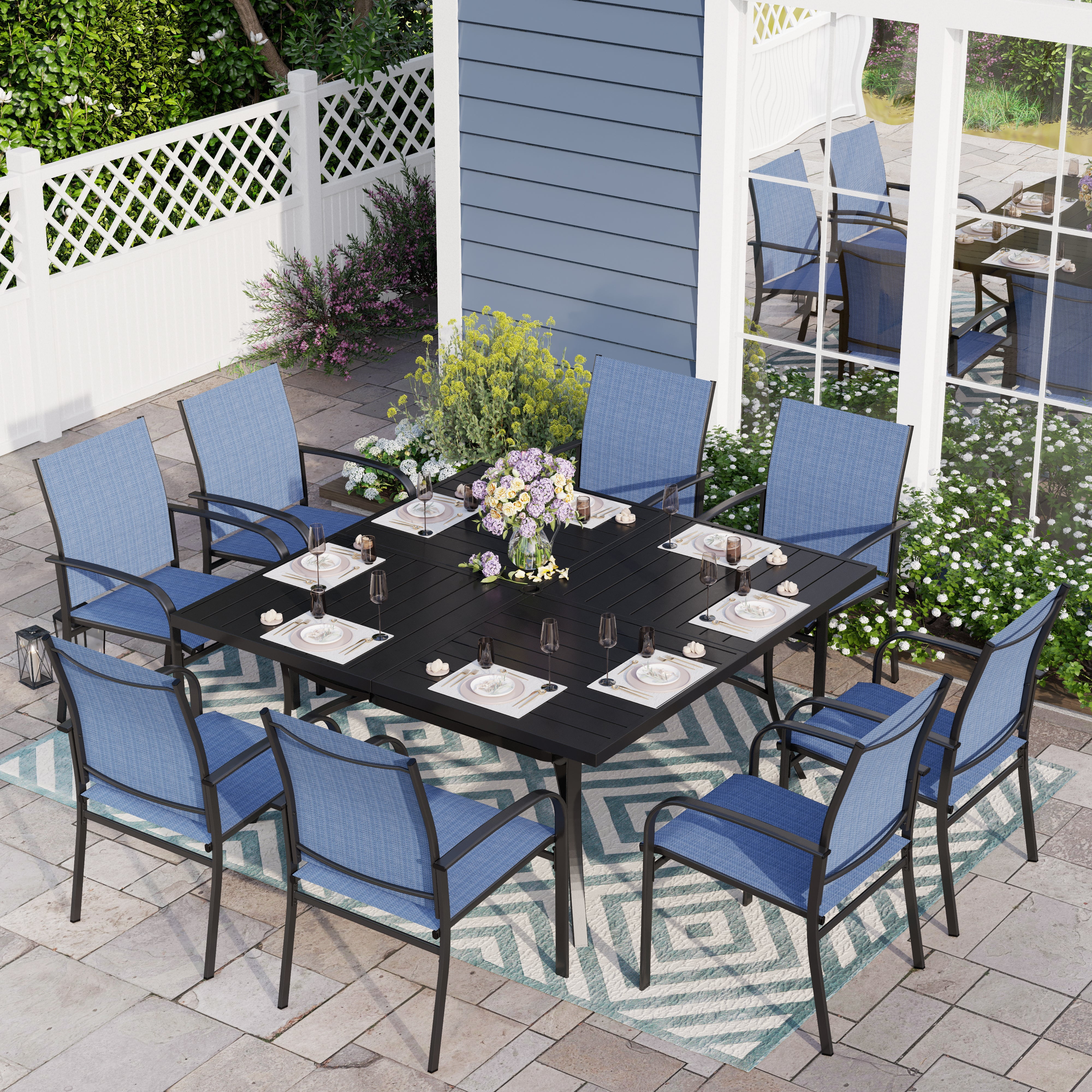 Mainstays droma outdoor patio dining set cushioned metal bar height with canopy new arrivals