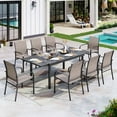thumbnail image 1 of Sophia & William 9 Piece Patio Metal Dining Set Expandable Patio Dining Table and 8 Brown Textilene Chairs, 1 of 12