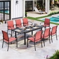 thumbnail image 1 of Sophia & William 9 Piece Patio Metal Dining Set Expandable Patio Dining Table and 8 Red Textilene Chairs, 1 of 11