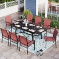 thumbnail image 1 of Sophia & William 9 Piece Patio Metal Dining Set Extendable Table and 8 Red Textilene Chairs, 1 of 10