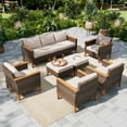thumbnail image 1 of Sophia & William 9 Pieces Wicker Outdoor Conversation Set Patio Furniture Sectionals with Beige Cushions, 1 of 8