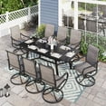 thumbnail image 1 of Sophia & William 9 Pieces Metal Outdoor Patio Dining Set with Gray Padded Textilene Swivel Chairs and Black Extendable Table, 1 of 7