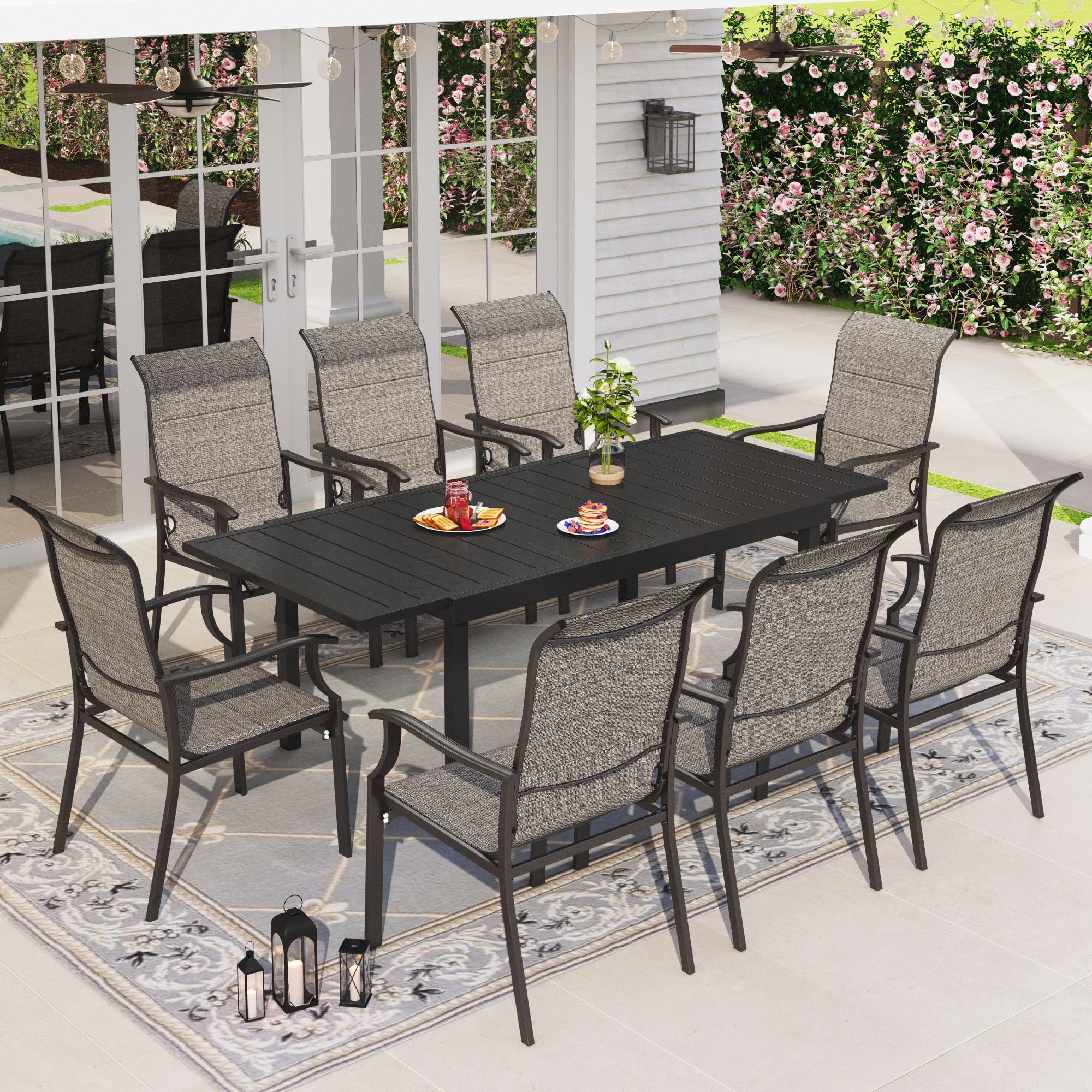 Sophia William 9 Pieces Metal Patio Dining Set for 8 Outdoor