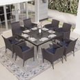 thumbnail image 1 of Alpha Joy 9 Pieces Outdoor Patio Dining Set Rattan Wicker Chairs and Large Square Metal Table Set, 1 of 8