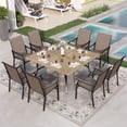 thumbnail image 1 of Sophia & William 9 Pieces Outdoor Patio Dining Set with 8Pcs Textilene Chairs & 1Pc 57.5" x 57.5" Teak-color Metal Table for 8, 1 of 11