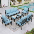 thumbnail image 1 of Sophia&William 9 Seat Outdoor Patio Furniture Set Metal Conversation Set with Coffee Table & 5.75" Extra Thick Cushions & 4 Chairs, Blue, 1 of 7