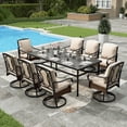 thumbnail image 1 of Sophia & William 9Pcs Patio Outdoor Dining Set Metal 84" Extendable Table & 6 Fixed Chair & 2 Swivel Wicker Rattan Chairs with Beige Cushions, 1 of 9