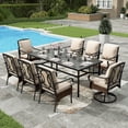 thumbnail image 1 of Sophia & William 9Pcs Patio Outdoor Dining Set Metal 84" Extendable Table & 8 Swivel Wicker Rattan Chairs with Beige Cushions, 1 of 8
