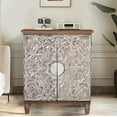 thumbnail image 1 of Sophia & William Accent Storage Cabinet with Silver Flower Carved Pattern, 1 of 9